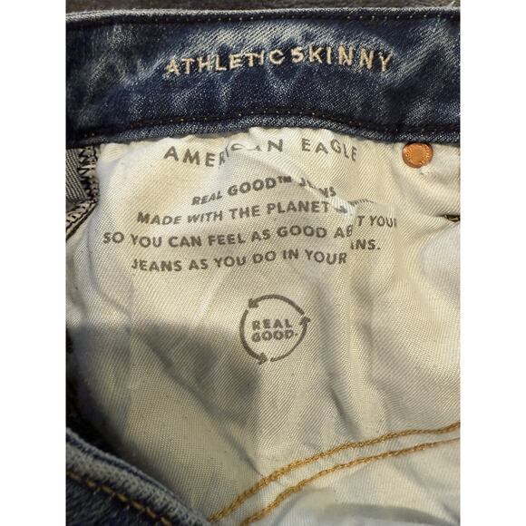 American Eagle Jeans Mens 29x32 Distressed Athletic Skinny AirFlex Temp Tech Den - Picture 12 of 16